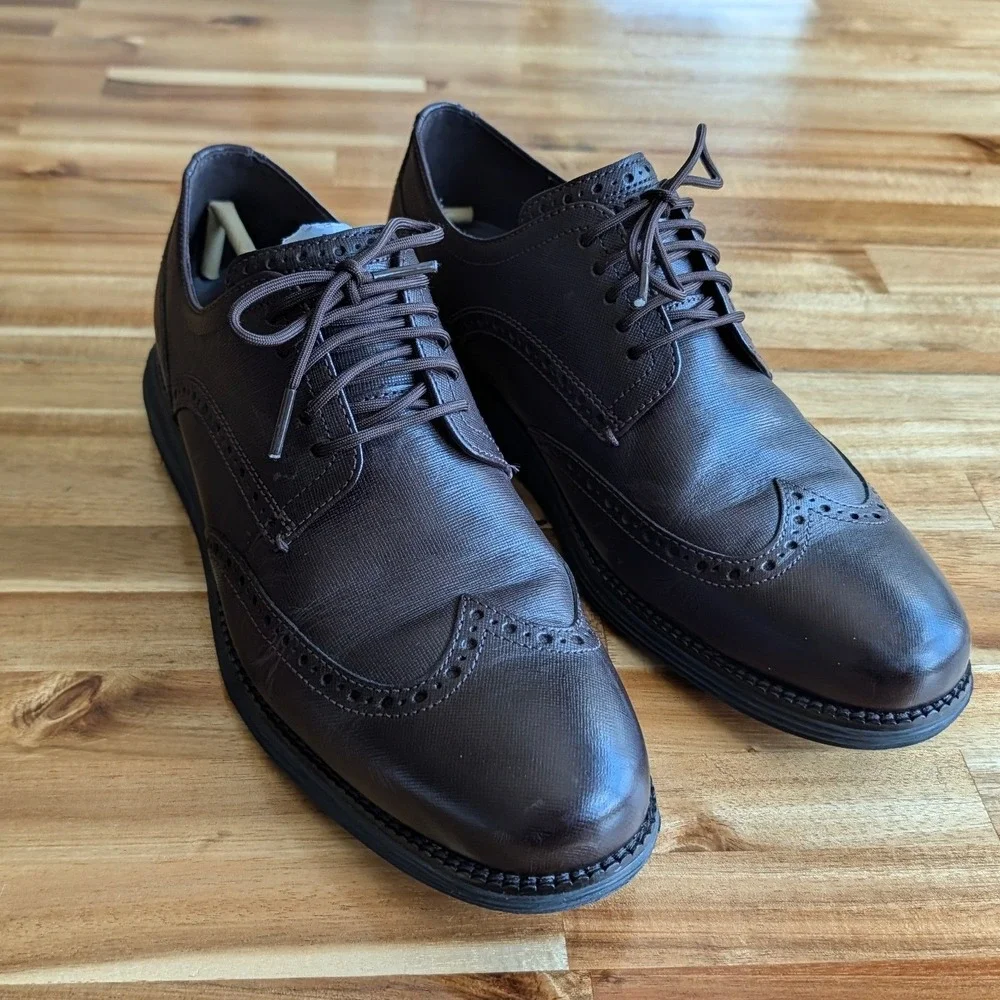 Cole Haan Men's Original Grand Wingtip Oxford Shoes Brown Leather Size 9.5